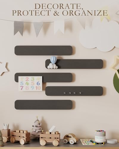JBER Felt Strip Board 13" x 2", 5 Pack Cork Board Alternative, Black