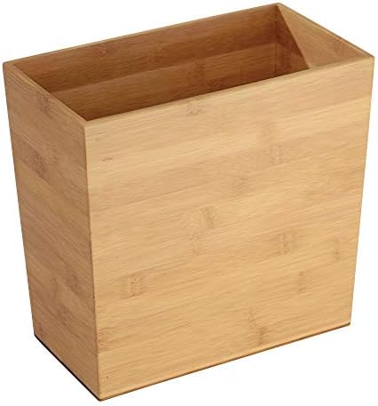 iDesign Rectangular Bamboo Waste Basket, The Formbu Collection – 10.5" x 5.75" x 10”, Natural Wood Finish