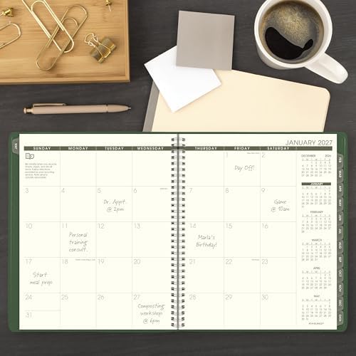 AT-A-GLANCE 2027 Planner, Monthly, 13-Month Jan-Jan, 9" x 11", Tabbed, Unruled Daily Blocks, Recycled Green (70260G6027)