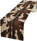Cow Skin Print Table Runner, Western Rustic Cottage Country Farm Animal Fur Skin Pattern Black Cowhide Print Dinner Runner for Home Kitchen Dining Table Decoration 13"x70"