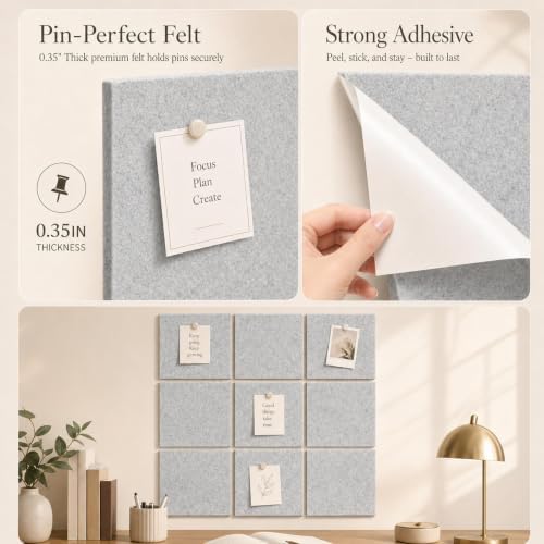 Felt Bulletin Board Tiles, Cork Board Alternative, 48 x 36 in