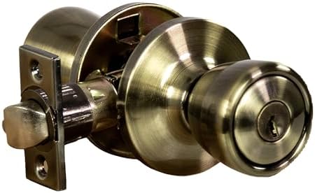 Design House Terrace Keyed Entry Door Knob, Antique Brass