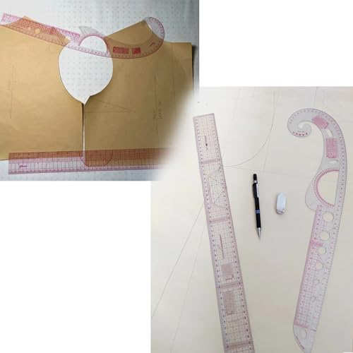 Acrylic Sewing Ruler Set，French Curve Pattern Rulers Kit for Tailors Designers Precision Pattern Making Guides Quilting and DIY Supplies (Ruler Set 1-3Pcs)