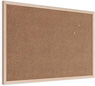 U Brands Cork Bulletin Board, 36" x 24" Inches, Light Birch Wood Frame