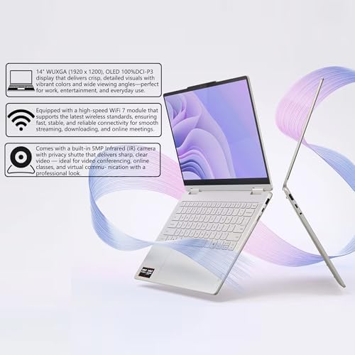 Lenovo Yoga 7 2-in-1 AI PC Laptop | 14" WUXGA OLED Touch (100% DCI-P3) | AMD Ryzen AI 5 340 (Up to 50 Tops) | 16GB DDR5 512GB SSD | for Creator Business Professional Win11 w/DLCA Accessory