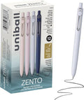 uniball Zento Liquid Gel Ink Retractable Pens, Medium Point (0.7mm), Muted Barrels, Black Ink, Dozen (Pack of 144)