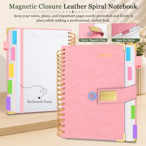 5 Subject Spiral Notebook with Pocket Dividers, 8''x10'' 300 Pages Notebook