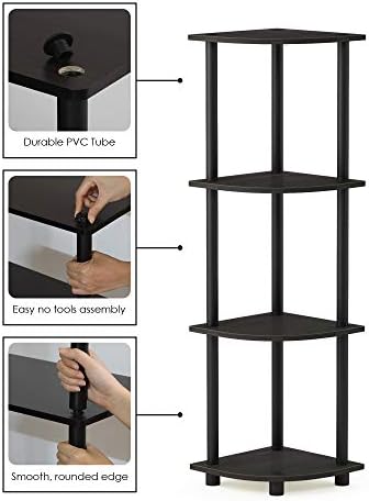 Furinno Turn-N-Tube Toolless Assembly 4-Tier Storage Shelves, Espresso