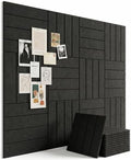 Aothia 12-Pack Felt Bulletin Board Tiles 48"x36", Modular Pin Board for Notes, Photos & Mood Boards, Cork Board Alternative for Smooth Walls, 0.35" Thick, 70 Adhesive Tabs & 40 Pins, Black