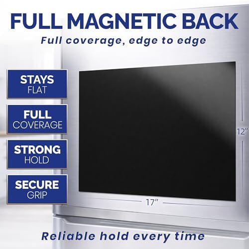 Large Magnetic Weekly Planner for Fridge, Dry Erase Whiteboard Magnet | 17x12" Stain-Resistant Surface, Strong Full-Back Magnet, 7-Day Weekly Planner for Meals & Chores, 4 Markers & Eraser