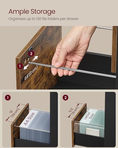 VASAGLE 4 Drawer File Cabinet with Locks, for A4, Letter Sized Documents