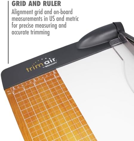 Westcott 12'' TrimAir Wood Guillotine Paper Cutter & Paper Trimmer, 30 Sheet (15106)