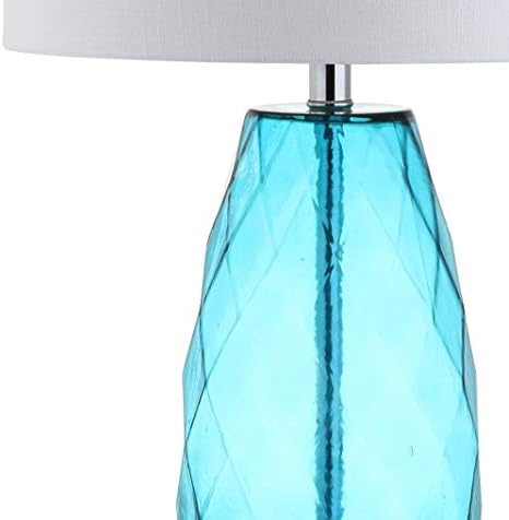 JONATHAN Y Juliette Modern Faceted Glass Table Lamp 26.5", Moroccan Blue