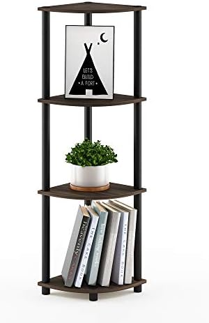 Furinno Turn-N-Tube Toolless 4-Tier Storage Shelves, Columbia Walnut