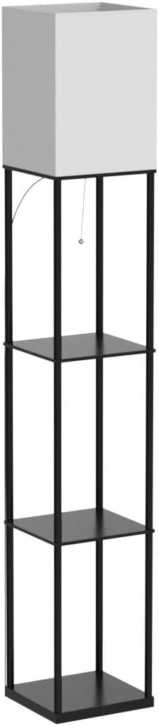 SUNMORY Floor Lamp with Shelves, Standing Lamps for Living Room, Black | 3 CCT LED Bulb Include, 4-Tier Display Bookshelf, 63" Tall Corner Shelf Lamp, Modern Style for Bedroom, Office, Home Decor
