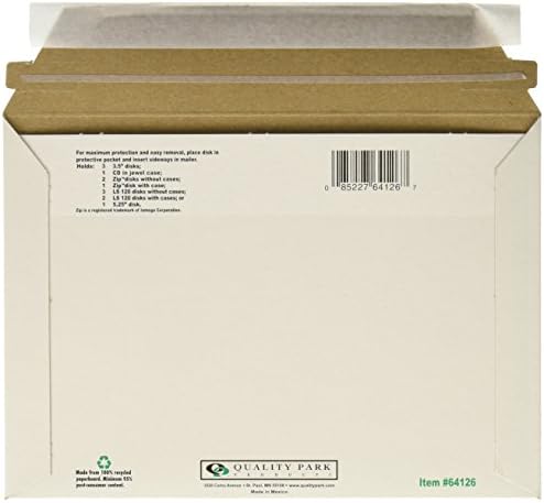 Quality Park Anti-Static Media Mailer with Pre-Printed Labeling, Self Seal Closure for Quick and Easy Seal, Recycled White Fiberboard, 6 x 8-5/8, 25/Box (64126) | (Pack of 4)