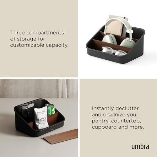 Umbra Bellwood Packet Organizer, Plastic and Wood, Walnut/Black