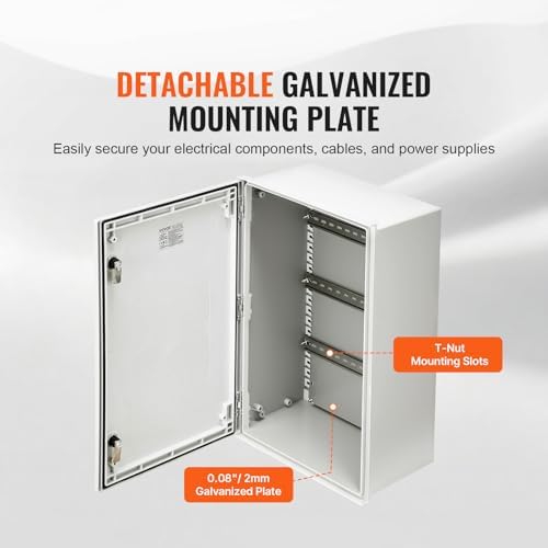 VEVOR Fiberglass Enclosure 23.6 x 15.7 x 9.1 Electrical Enclosure Box NEMA 3X Electronic Equipment Enclosure Box IP65 Weatherproof Wall-Mounted Electrical Enclosure with Hinges & Quarter-Turn Latches