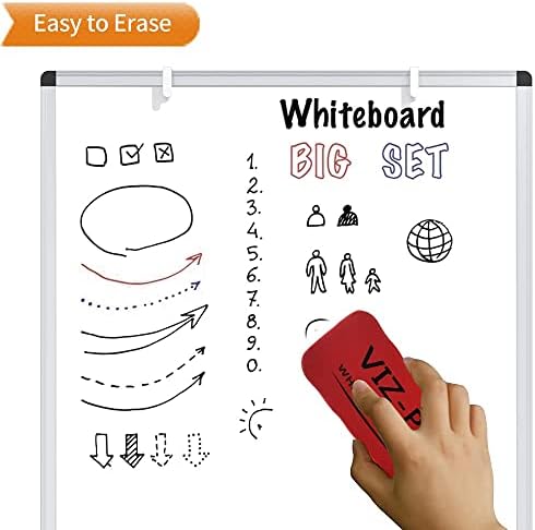 VIZ-PRO Whiteboard Easel, 36 x 24 Inches, Portable Stand Dry Erase Board