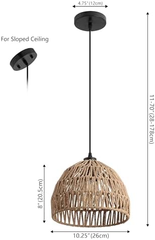 JONATHAN Y Campana 1-Light Pendant Dome Ceiling Lamp, 10.25", Brown