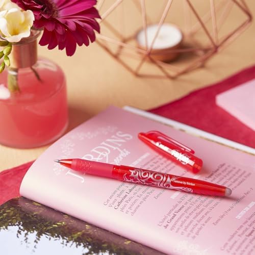 PILOT Frixion Heat/Friction Erasable Rollerball Pen FR7 - Medium Line 0.7mm Tip Nib - In Envelope Gift Packaging - Essential Pack of 5 - Black, Blue, Red, Green & Violet