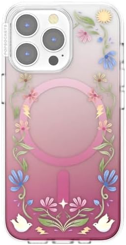 PopSockets iPhone 13 Pro Phone Case with MagSafe, Wireless Charging Compatible, Disney - Boho Wildflowers Maroon