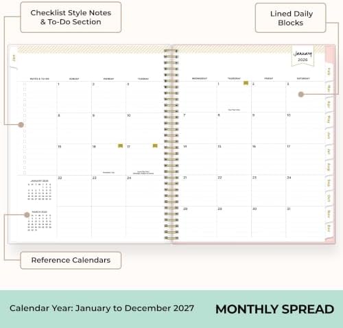 Blue Sky 2027 Weekly & Monthly Planner Calendar, 8.5"x11", Coming Up Roses