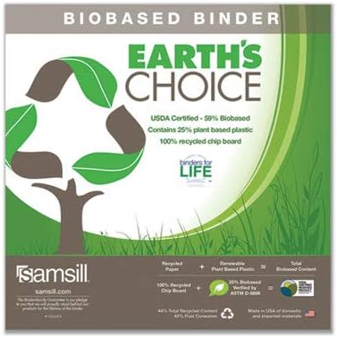 Samsill Plant-Based 1.5 Inch Durable D-Ring, View Binder, Eco-Friendly, USDA Certified Biobased, White
