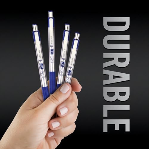 Zebra Pen STEEL F-301 Retractable Ballpoint Pen, Blue Ink, 0.7mm, 6-Pack