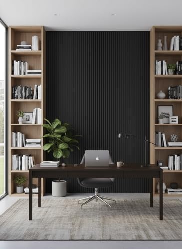 WoveN SounD Wood Panels for Wall, Deep Gray, 2 Pack, 108x8 in