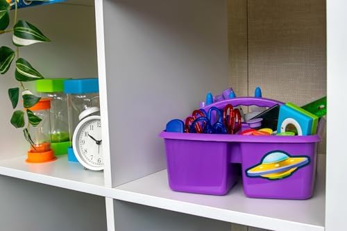 Teacher Created Resources Purple Portable Plastic Storage Caddy 6-Pack for Classrooms, Kids Room, and Office Organization, 3 Compartment