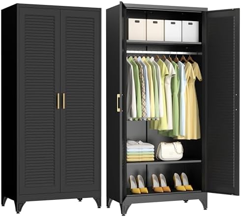 Polup 71" Tall Metal Armoire Wardrobe Closet with 2 Doors
