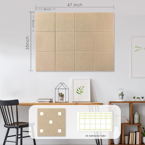 48" x 36" Large Felt Bulletin Board 1/2" Thick, Tan