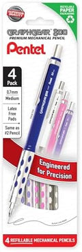 Pentel GraphGear 800 Mechanical Pencil, 0.7mm, HB lead, 4 count