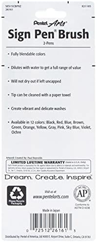 Pentel Arts Sign Pen Touch, Fude Brush Tip, Gold/Silver, Pack of 2 (SES15CBPXZ)