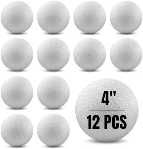 Hygloss Products Foam Balls - Craft Foam (XPS) for Projects, Arts, & Crafts, 4-Inch, White, 12 Pieces