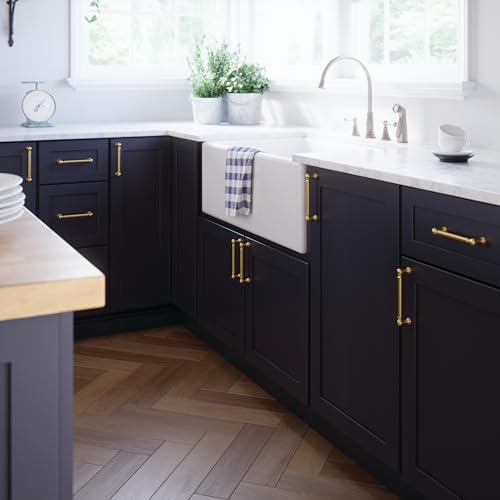 Franklin Brass 10 Pack Modern Gold Cabinet Handles 5-1/16 inch (128mm) Kitchen Cabinet Handles and Drawer Pulls for Cupboards and Dressers |Classic Farmhouse