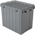 Akro-Mils 39170 Industrial Plastic Storage Tote with Hinged Attached Lid, (21-Inch L by 15-Inch W by 17-Inch H), Gray, (3-Pack)