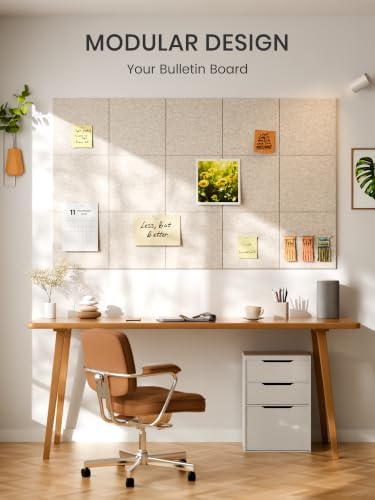 Bumusty 48"x 36" Large Felt Bulletin Board Tiles, Oatmeal
