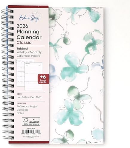 Blue Sky 2026 Weekly & Monthly Planner Calendar, 5"x8", Lindley