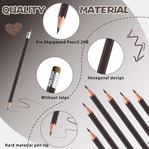 36 PCS Brown Colored Pencils with Eraser Pre Sharpened Pencil 2 HB - Ideal for Checking, Grading, Tests & Office/School Supplies (Brown)