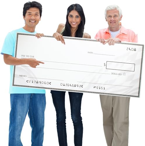 Giant Check (38 x 16 inches - X-Large Size) - Big Checks for Presentations, Awards, Donations, Ceremonies and Events