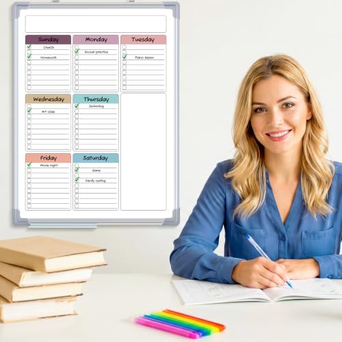 Lincia 24" x 18" Magnetic to Do List Whiteboard, Weekly Planner, Soft