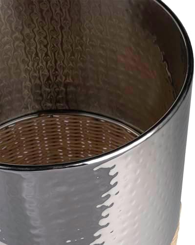happimess Asher 4.13 Gal Wicker Cylinder Waste Basket, Chrome/Natural