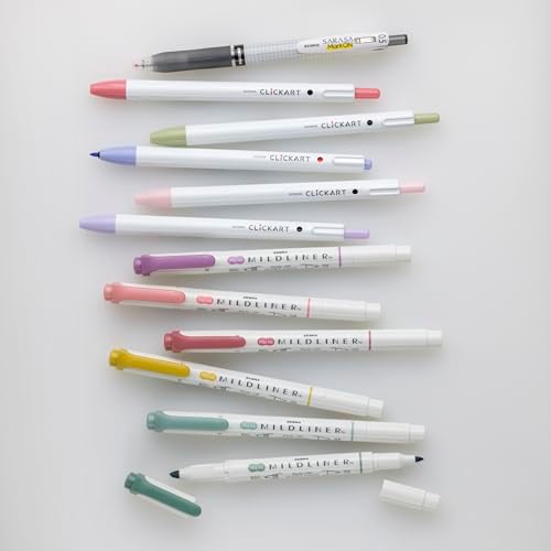 Zebra Pen Journaling Set, MILDLINER, CLiCKART & SARASA, Assorted, 12-Pack