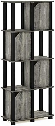 Furinno 19211GYWBK Brahms Storage Shelf, 5-Tier, French Oak Grey/Black