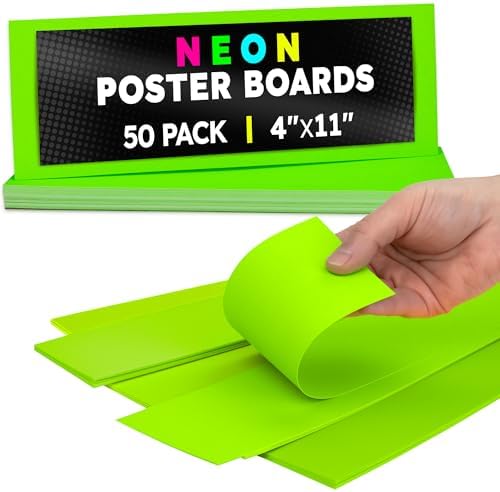 Hygloss Poster Board 4 x 11, 50 Pack Neon Green, Colored Posterboard