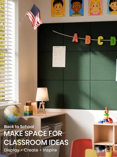 Bumusty 36"x 24" Large Felt Bulletin Board Tiles, Pine Green
