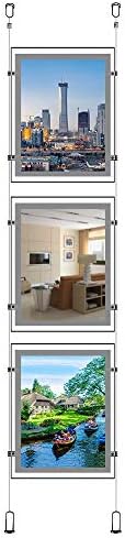 A4 Portrait Crystal Poster Photo Light Frame Real Estate Agent Store Sign Holders Led Window Hanging Light Box Advertising Decorative Signs Display (Vertical, 3pcs A4 a Row)