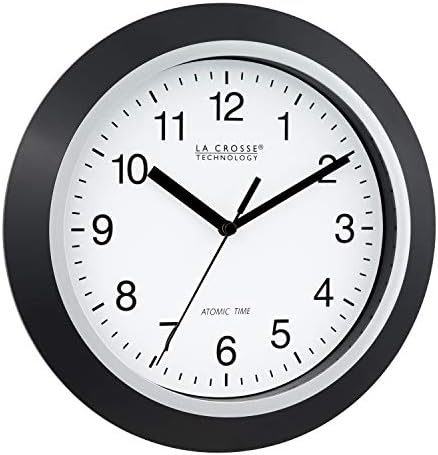 La Crosse Technology WT-3102B 10-Inch WWVB Self-set Analog Wall Clock and automatic DST reset,Black/silver